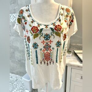 Sundance Eden Embroidered Cotton Shirt Sleeve Top